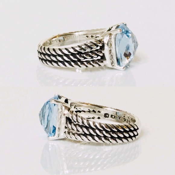David Yurman Blue Topaz & Diamond Wheaton Ring - Picture 4 of 8